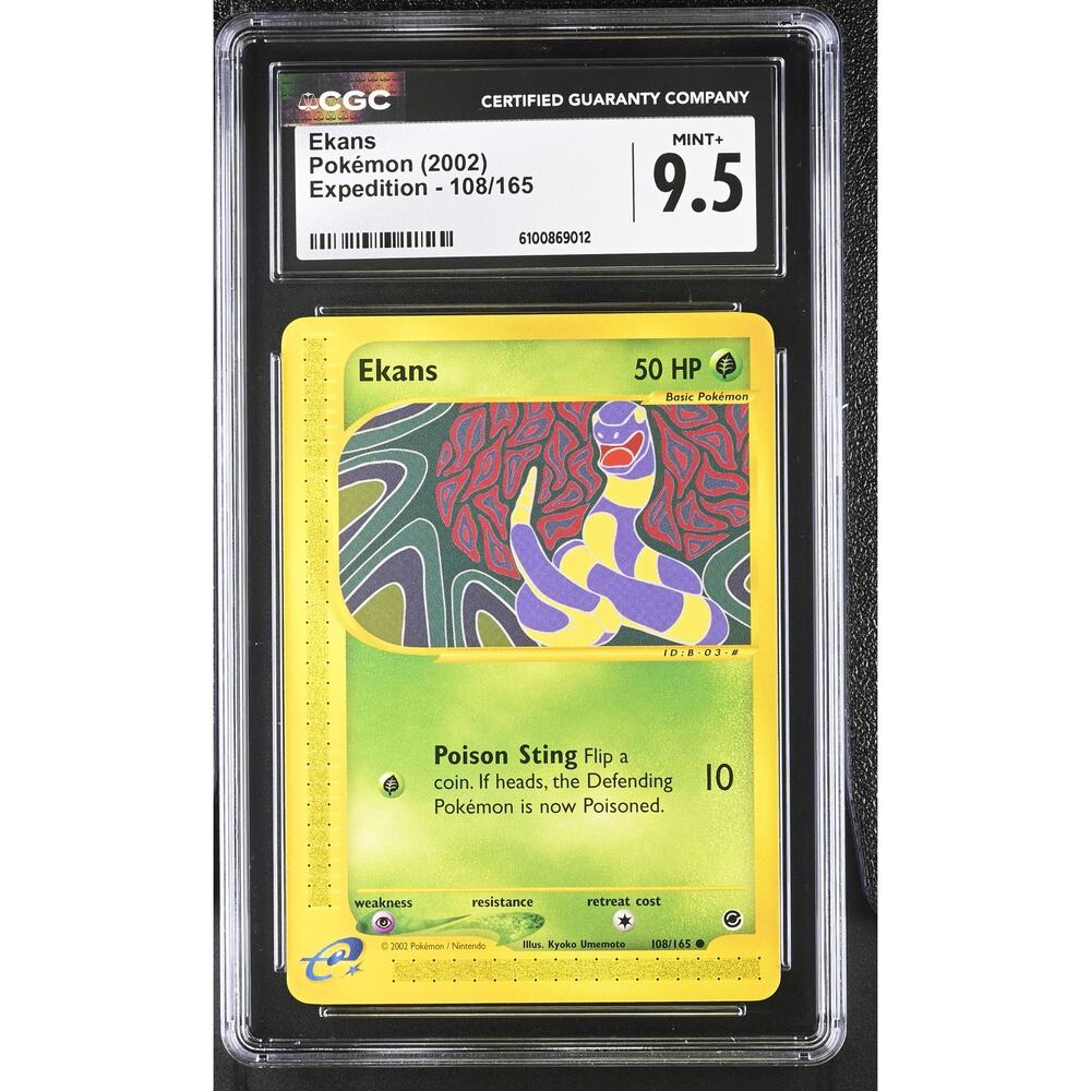 CGC 9.5 MINT+ Ekans 108/165 Pokémon Expedition 2002 Non Holo Graded Card (PSA)